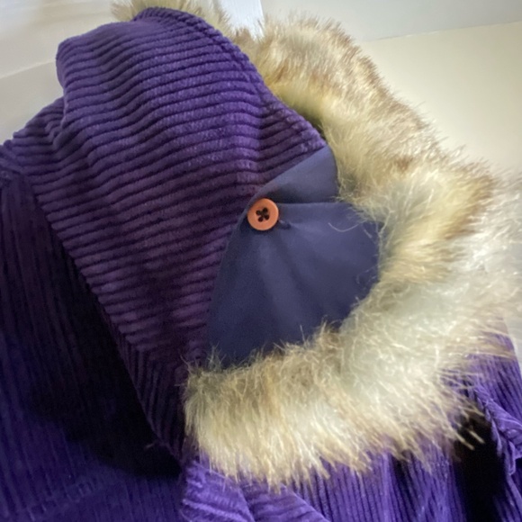 bread n butter Purple Corduroy Faux Fur Trim Mid Length Coat. Sz S - Picture 6 of 16